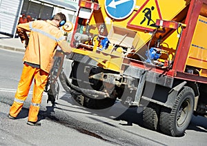 Asphalt patching roadworks