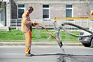 Asphalt patching roadworks