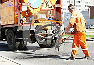 Asphalt patching roadworks