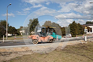 Asphalt paving construction site