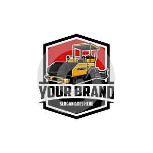 asphalt paving machine, heavy duty cuction illustration logo vector