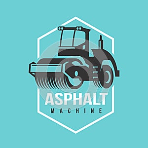 Asphalt Paving roller Machine vector logo