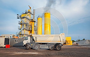 Asphalt plant. Asphalt mix is used for the construction of roads