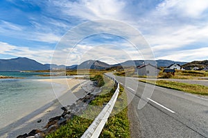 Asphalt road along the beach, Norway