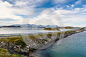 Asphalt road along the sea, Norway