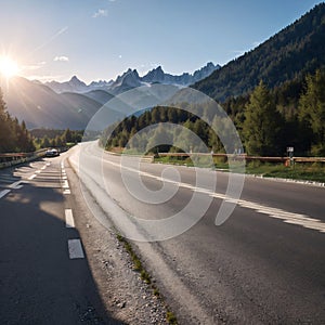 Asphalt road in Austria, Alps in a beautiful summer day, Hochalpenstrasse. made with Generative AI