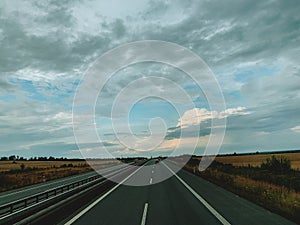 Asphalt road and beautiful nature landscape