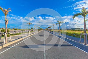 Asphalt road and blue sky