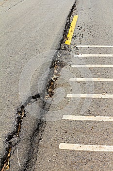 Asphalt road collapse.