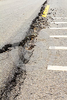 Asphalt road collapse.
