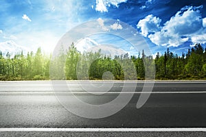 Asphalt road and forest