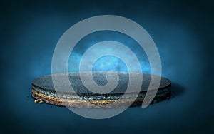 Asphalt road on layer soil cross section dramatic night