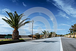 Asphalt road that leads along the sea