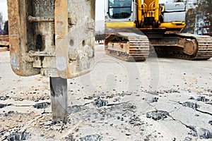 Asphalt Road repairing works with hydrohammer