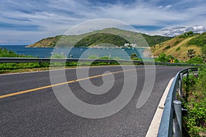 Asphalt road and sea in Phuket