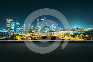 Asphalt road side with beautiful Kuala Lumpur city skyline