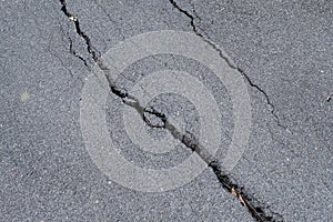 Asphalt road surface crack