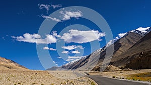 Asphalt road thru the mountain. Himalayas. India