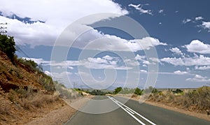 Asphalt road to the blue sky