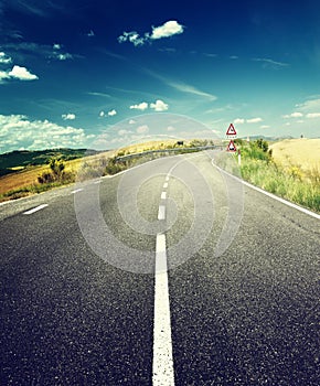 Asphalt road in Tuscany