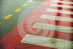 Asphalt road with zebra crossing