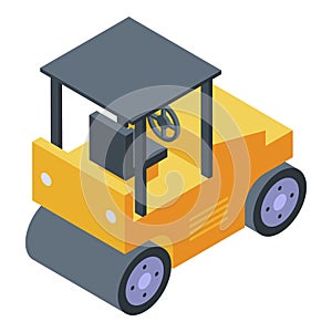 Asphalt roller icon, isometric style
