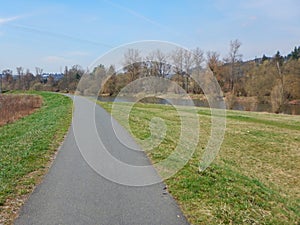 Asphalt route in a spring countryside