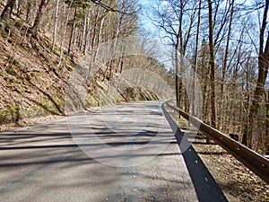 Asphalt route in a spring countryside