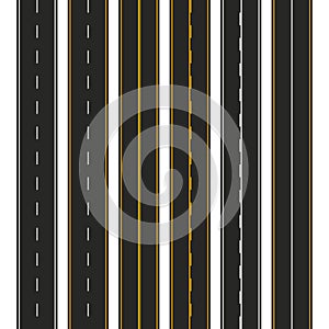 Asphalt. Set of road types with markings. Highway strip template design for infographic. Vector illustration photo