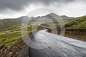 Asphalt tar road in Lesotho mountains