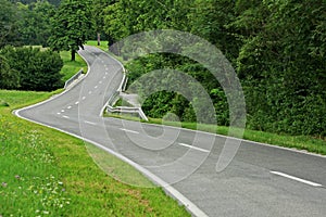 Asphalt winding curve road