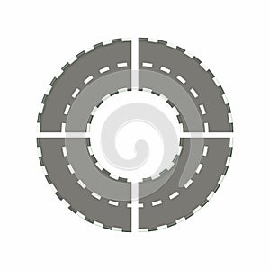 Asphalted road circle icon, cartoon style