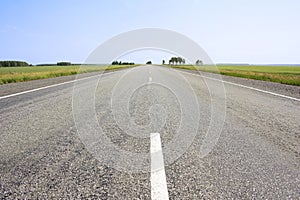 Asphalted road with a dividing strip