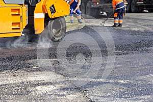 Asphalting roads