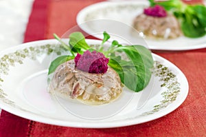 Aspic with beetroot horseradish