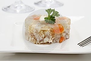 Aspic of chicken with carrots in form of heart