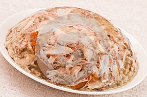 Aspic with chicken meat photo