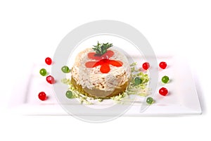 Aspic decorated with red and green balls