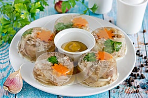 Aspic jellied meat with vegetables