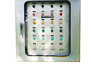 Aspirating aerator Electrical switch board control, image shows a command button isolated on white background. photo