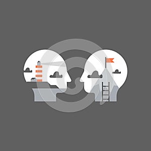 Self growth mindset, aspiration concept, work motivation, career opportunity, potential development, next level challenge