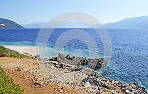 Aspros Gialos beach in Ithaca island