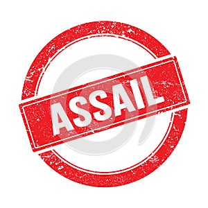 ASSAIL text on red grungy round stamp
