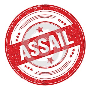 ASSAIL text on red round grungy stamp