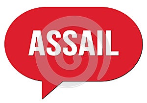 ASSAIL text written in a red speech bubble