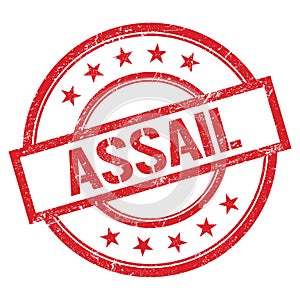 ASSAIL text written on red vintage stamp