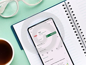 Assam, india - Augest 15, 2020 : TED  talks logo on phone screen.