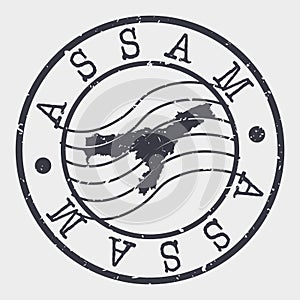 Assam, India Stamp Postal. A Map Silhouette Seal. Passport Round Design. Emblema Vector Icon Design Retro Travel. photo