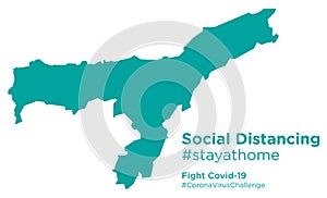 Assam map with Social Distancing stayathome tag