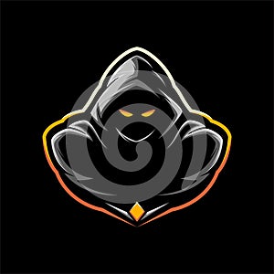 ASSASSIN NINJA WARRIOR WITH A CLOAK MASCOT LOGO GAMING VECTOR ILLUSTRATION